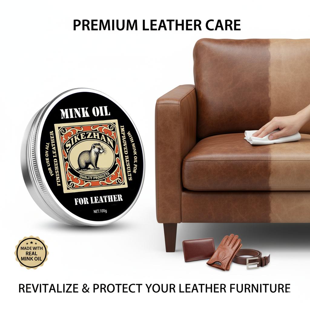 Mink Oil Leather Care Cream – Conditioner & Protector for Shoes, Bags, Jackets and Furniture, Nourish & Restore