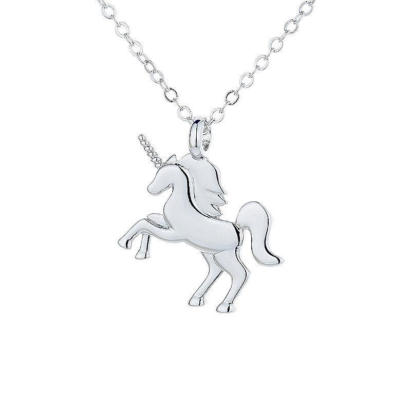 S925 Sterling Silver 18 Inches Gold / Silver Unicorn Horse Necklace For Women Fashion Engagement Party Gift Jewelry