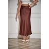 Satin High Waist Drawstring Tie Solid Color Halter Skirt