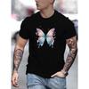 Ombre Butterfly Print T-Shirt for Men's Casual Crew Neck Short-Sleeve Fashion Summer T-Shirt