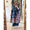 Women Party Wear Top Tunic Kurta Pant Dupatta Set Indian Bollywood Cotton Kurti 2384