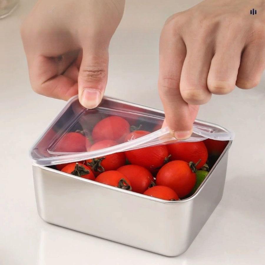 Герметичная коробка из нержавеющей стали с крышкой для пищевых продуктов, сырая для маринования, холодильник для фруктов, коробка для бенто