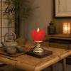 Artificial Lotus Flower LED Candle Light Flameless Flickering Tea Light for Altar Prayer Home Blessing Gift Golden Base Night Meditation Yoga