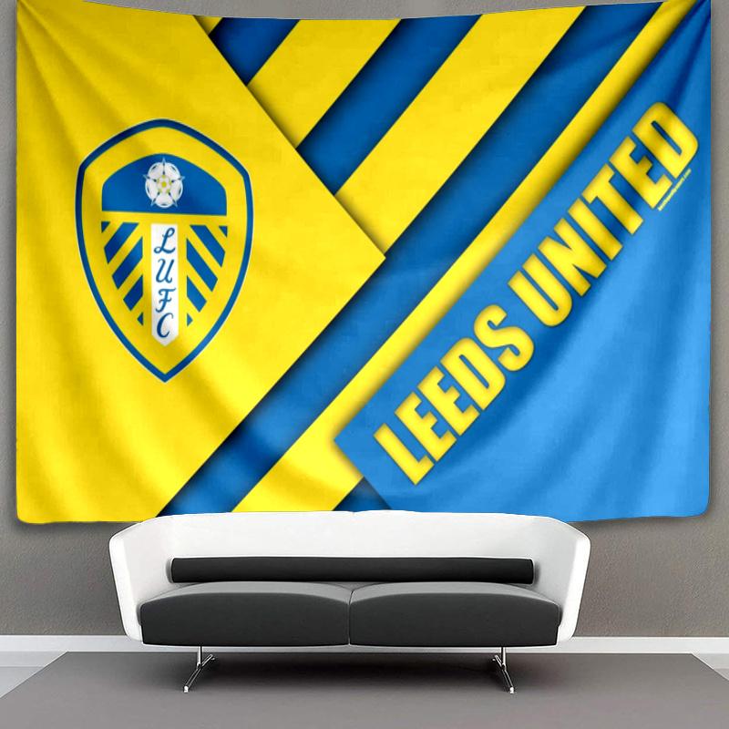 Leeds United Crest LegacyPrinted Tapestry, Fabric Tapestry Wall Hanging Decoration for Bedroom, Living Room, Dorm Room Home Party Fan Gifts
