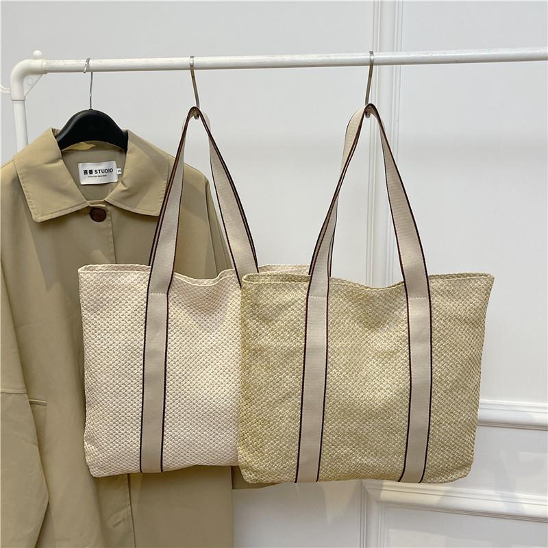 Yogodlns Летние сумки ручной работы для женщин, пляжные тканые женские соломенные пляжные сумки, большая вместительная сумка с верхней ручкой, сумки-тоут