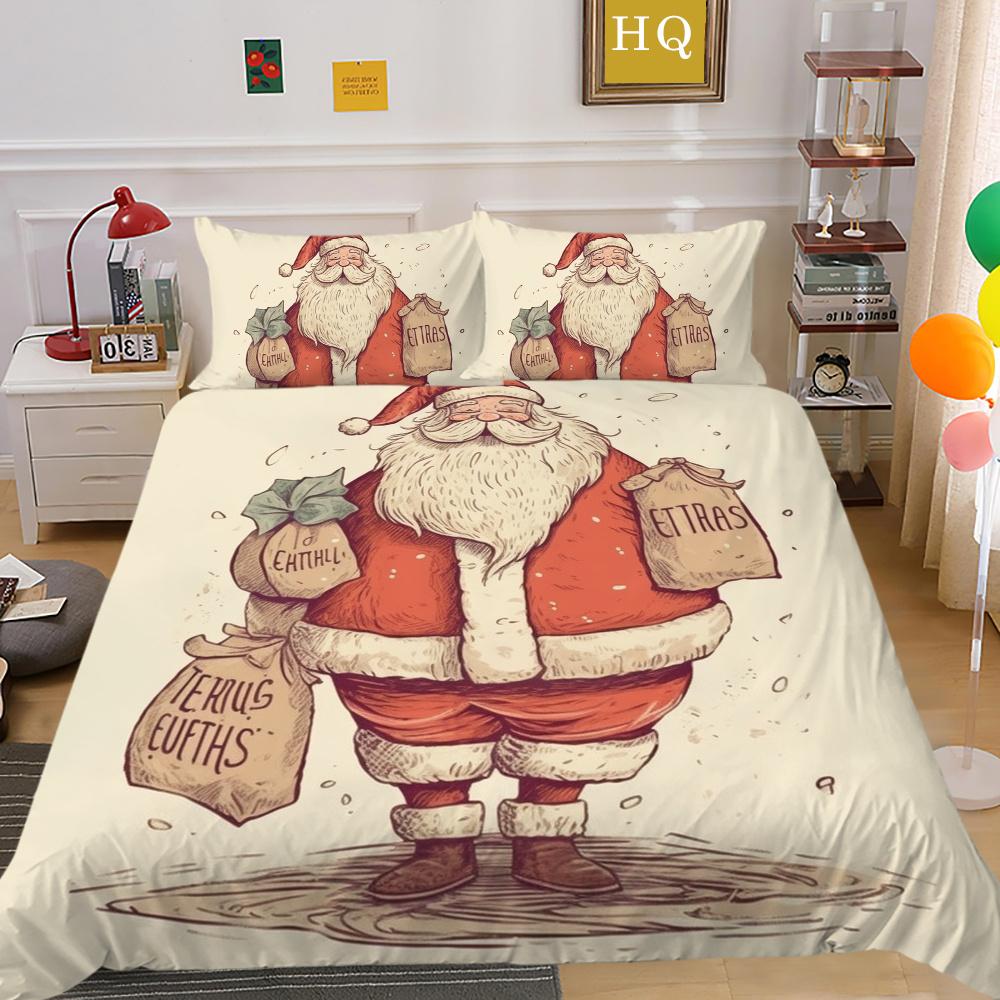 Комплект постельного белья из микрофибры с 3D рождественской печатью, полноразмерный комплект постельного белья из микрофибры, высококлассные милые покрывала