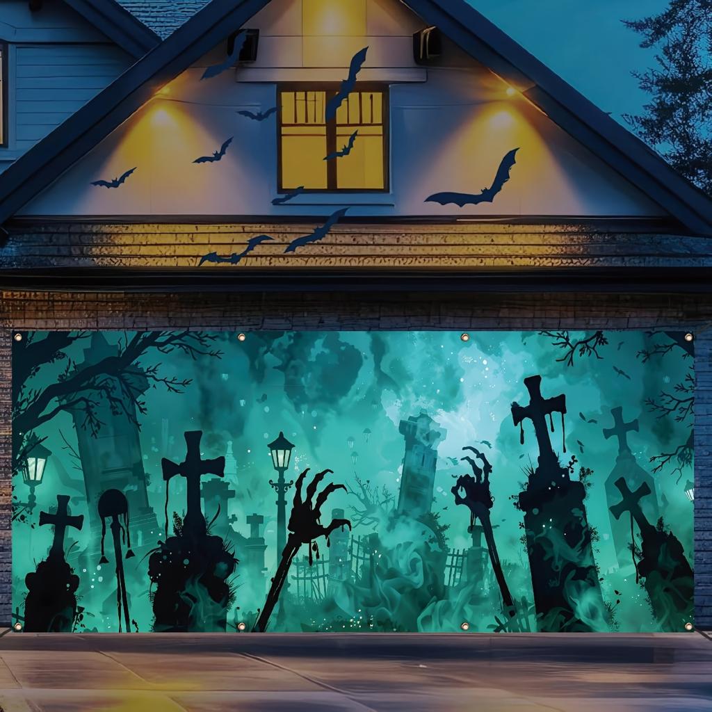 Halloween Haunted House Cemetery Skull Hand Banner - 400x180 cm outdoor festival decoration