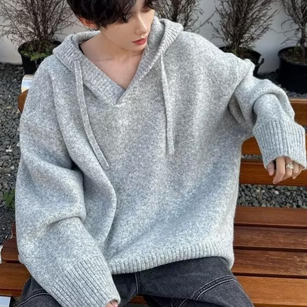 Men's American College Style Hoodie & Sweater Set - Autumn/Winter High-End Knitwear