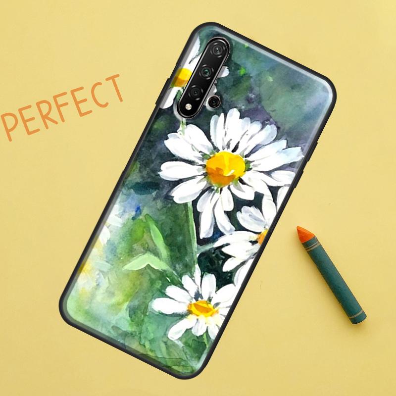 Акварель с ромашками для Huawei Nova Y91 Y70 Y72 Y73 Y60 Y90 Y61 8i 7i 11i 12i 12s 9 10 SE P20 P30 P40 Lite Чехол