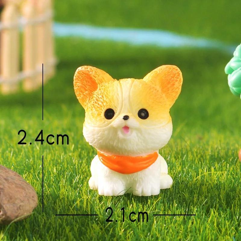 3 Pcs Cute Cartoon Bib Puppy Mini Resin Figurines Garden Moss Miniature Landscape DIY Ornament Car Desktop Dog Animal Decorations