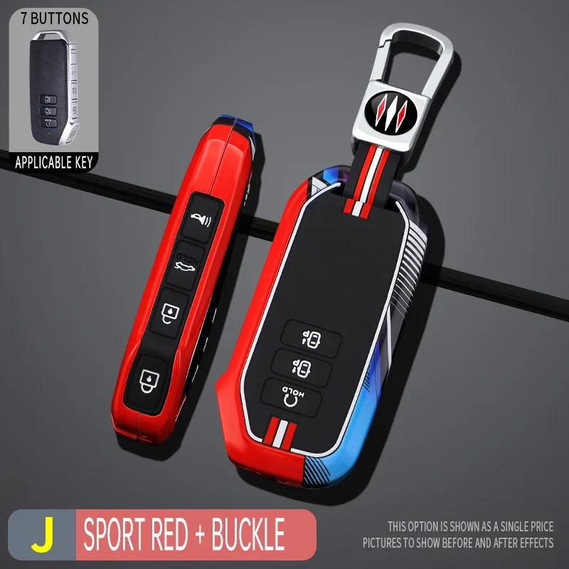 Interior Mouldings 7 Buttons Zinc Alloy Silicone Car Key Case Cover for Kia 2022 Sportage 2023 Niro Hybrid 2021 Sorento MQ4 2022