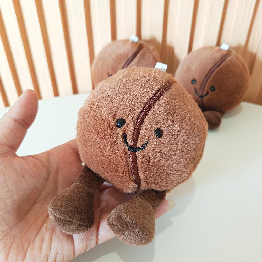 Simulated Coffee Bean Plushies Keychain Soft Doll Brown Coffee Food With Foot Plush Pendant Toys Home Decor Xmas Gifts Girl