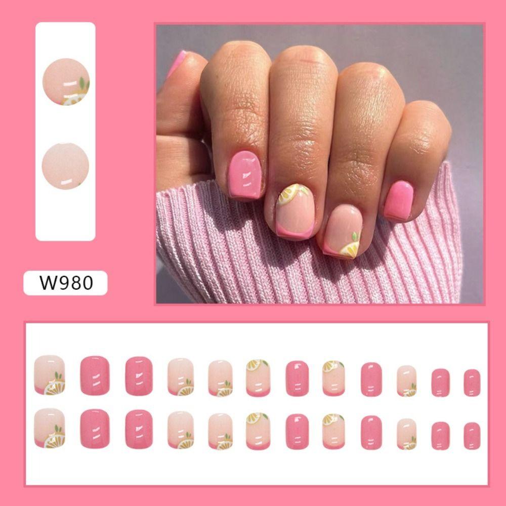 Short Round False Nails Aurora Borealis Nail Tips Fashion Fake Nails for DIY