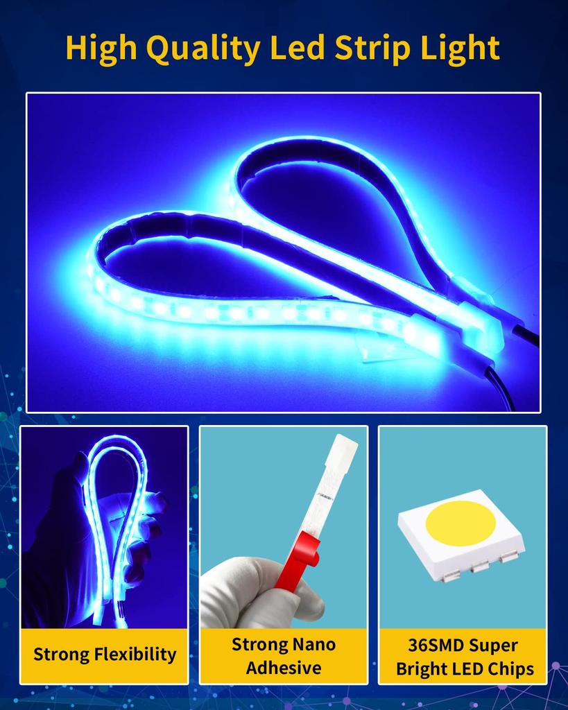 Светодиодная лента DUOFU365 для автомобиля, светодиодная подсветка под ногами, IP68, высокая степень защиты, синий свет, лента, подсветка ног, интерьер, лодка, мотоцикл, лампа, освещение, 12 В, силикон,