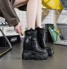Fashion 12CM Ankle Booties Chimney Shoes Cow Genuine Leather Boots Women Motorcycle Platform Wedge Summer Ladies Fashion Moccasins