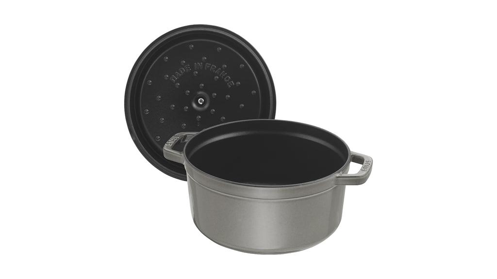 Staub Cocotte Round Gray Large Hand Cast Enamel Pot IH Compatible Japanese La Cocotte Round "Pico 34cm" [Authorized Product] 40510-308