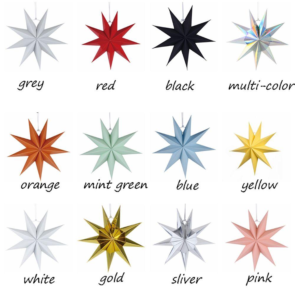 Nine Pointed Star Hanging Ornaments Hanging Paper Stars Paper Flower Crafts Party Decor