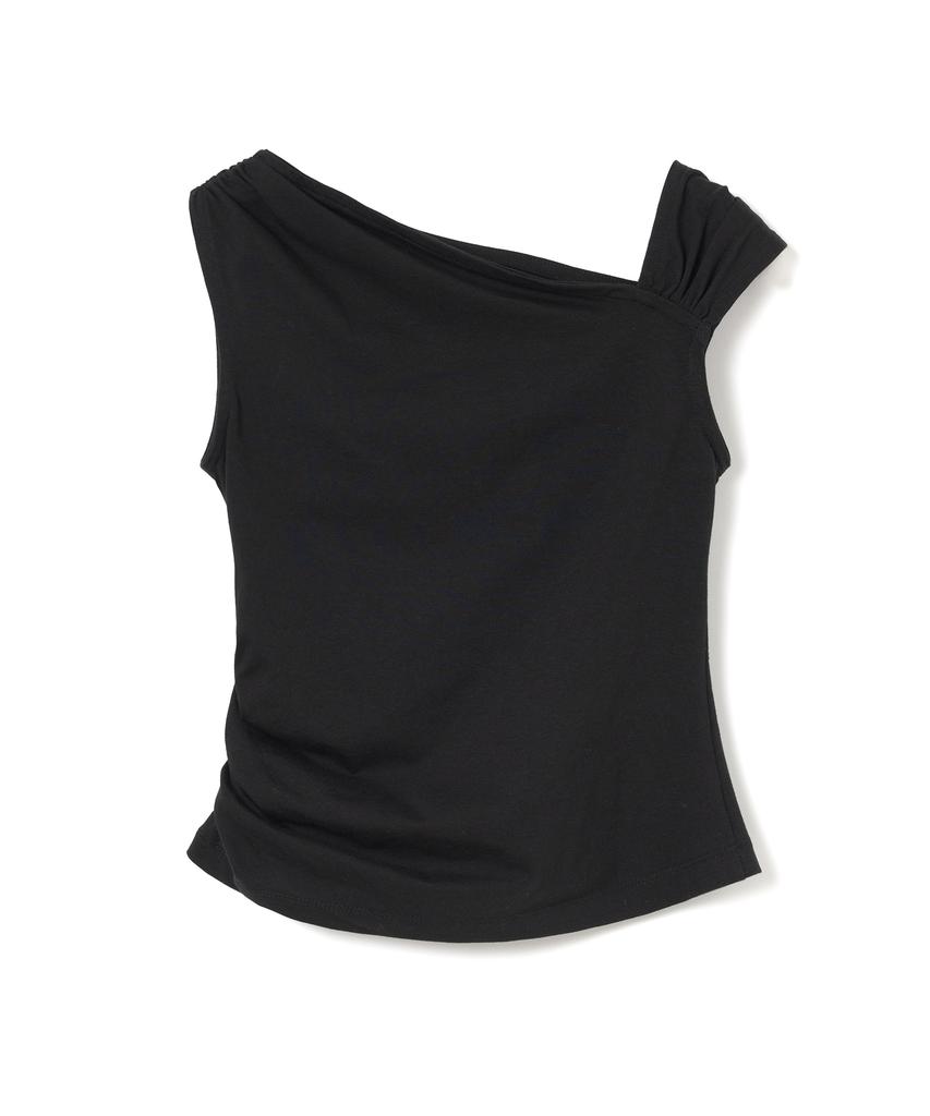 MILLO WOMEN Asymmetric Shirred Top [Black]