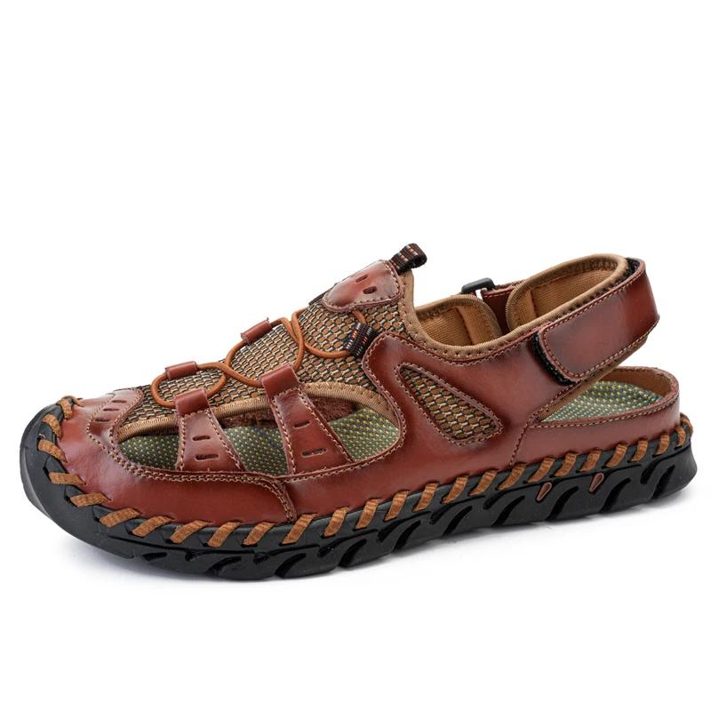 EAEOVCNIVintage Style Mens Sandals Classic Roman Mesh Shoes Comfortable Casual Summer Shoes Outdoor Beach Sandals Male Wading Aq