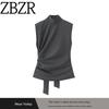 Za Export New Arrival Women's Clothing ZR Fashion Style French Fashion All-Match Strap Padded Shoulder Sleeveless Tops 8828238
