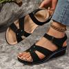 Cross Strap Wedges Sandals for Women Summer Hook Loop Platform Gladiator Sandles Woman Plus Size 43 Non-Slip Med Heels Sandalias