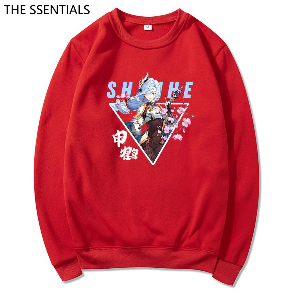 Shenhe Толстовка унисекс Harajuku Графический Kawaii Genshin Impact Толстовки унисекс Зимний эстетический пуловер Толстовки Genshin Толстовка Топы