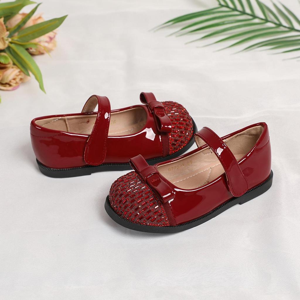 Весенние туфли для девочек Эльза Кристальная принцесса - Мягкая подошва Бант Кожа