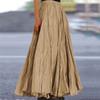 Casual Pleated Loose A-line Women's Skirts Spring and Summer New Solid Vintage High Waist Long Skirt Woman Elegant Simple Fashion Ladies Skirt 3393