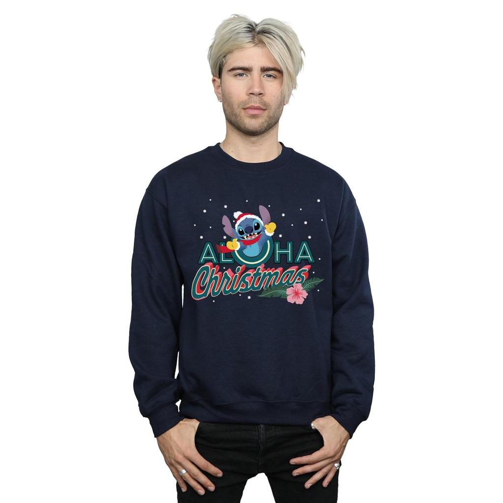 Disney Mens Lilo And Stitch Aloha Christmas Sweatshirt