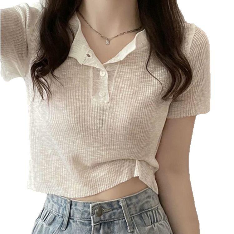 Slim and thin, niche fashion short-sleeved T-shirt, foreign chic, hot girl, sexy pure desire top ins women