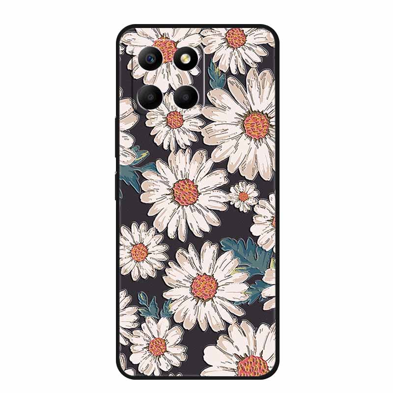3D Тисненый Чехол Для Honor Play 9A 2024 X5b Plus X8C X6C 4G Чехол Для Телефона 9 A X 8 6 C Coque Цветы Черный Силикон Мягкая Задняя Крышка