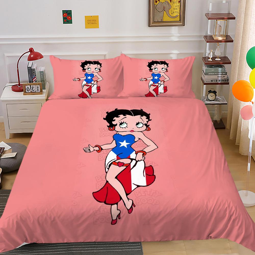 Bedding Set Cover Lovely 3D Betty Boop Printing Girl Double Size Home Textiles Comforter Cover Set