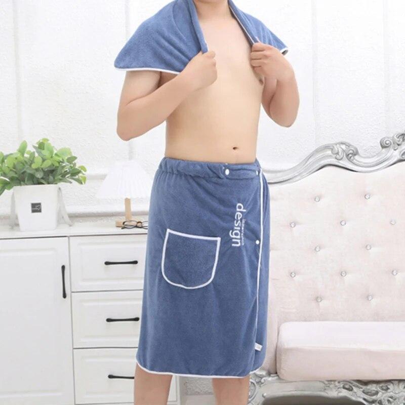 Fashionable Men's Two-piece Set of Bath Towels, One Pair of Household Coral Velvet, Absorbent and Wearable, Can Wrap Towels, Bath Towels