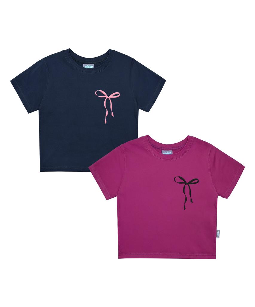 VIDEO JOCKEY Small Ribbon Crop T-Shirt [Magenta]
