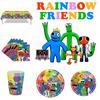 Украшения для дня рождения Rainbow Friends с уникальными топперами для кексов и посудой