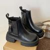 Ботильоны челси на высоком каблуке, женские туфли на платформе, массивные, брендовые, кожаные, тренд 2025 года, готическая вечеринка, нескользящие, удобные, на молнии, Botas Mujer