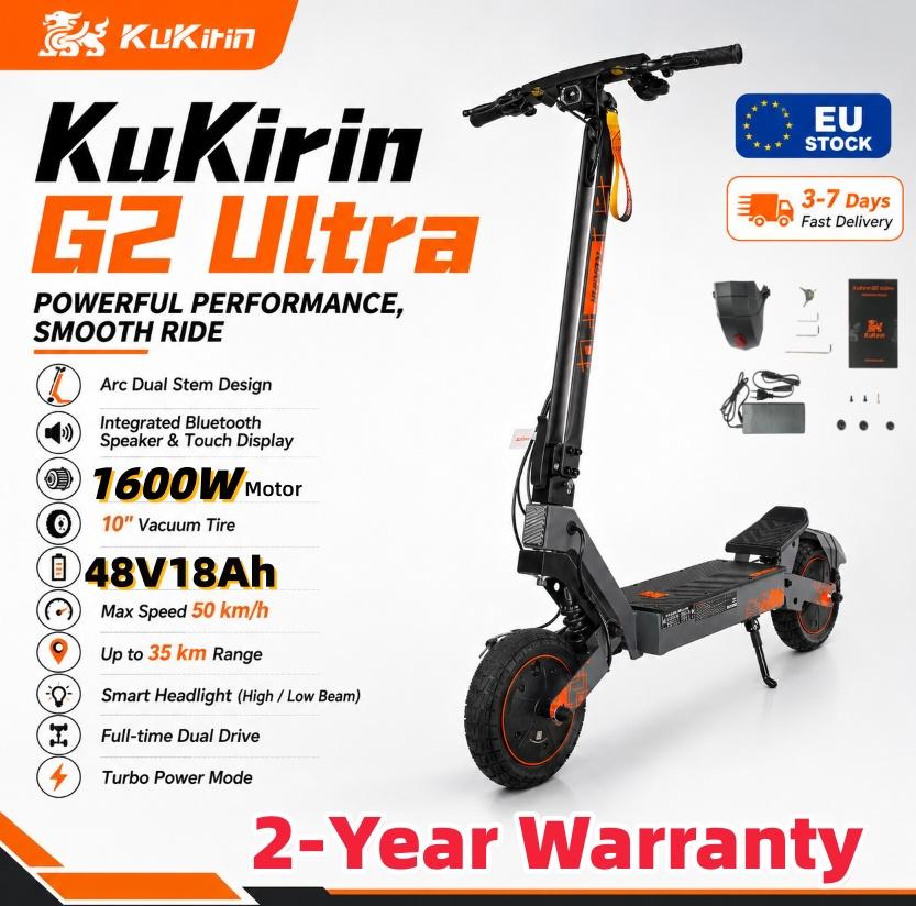 KuKirin G2 Ultra E-Scooter 800W*2 48V18Ah,up To 55 Km Range,dual Suspension,foldable – For Long Distances