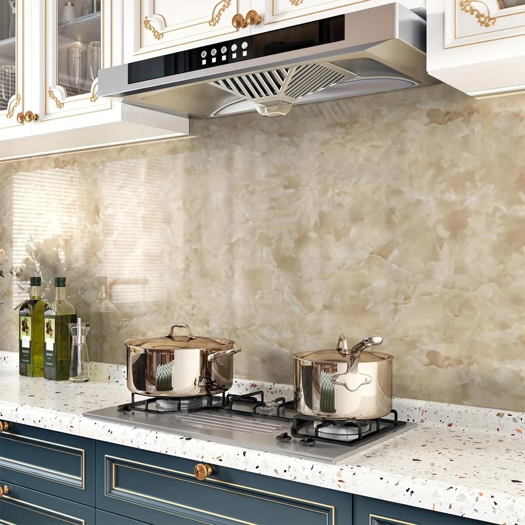 Кухонная маслостойкая пленка для плиты Водонепроницаемые влагостойкие обои для столешницы Самоклеящаяся плитка для ремонта шкафа Мраморная наклейка