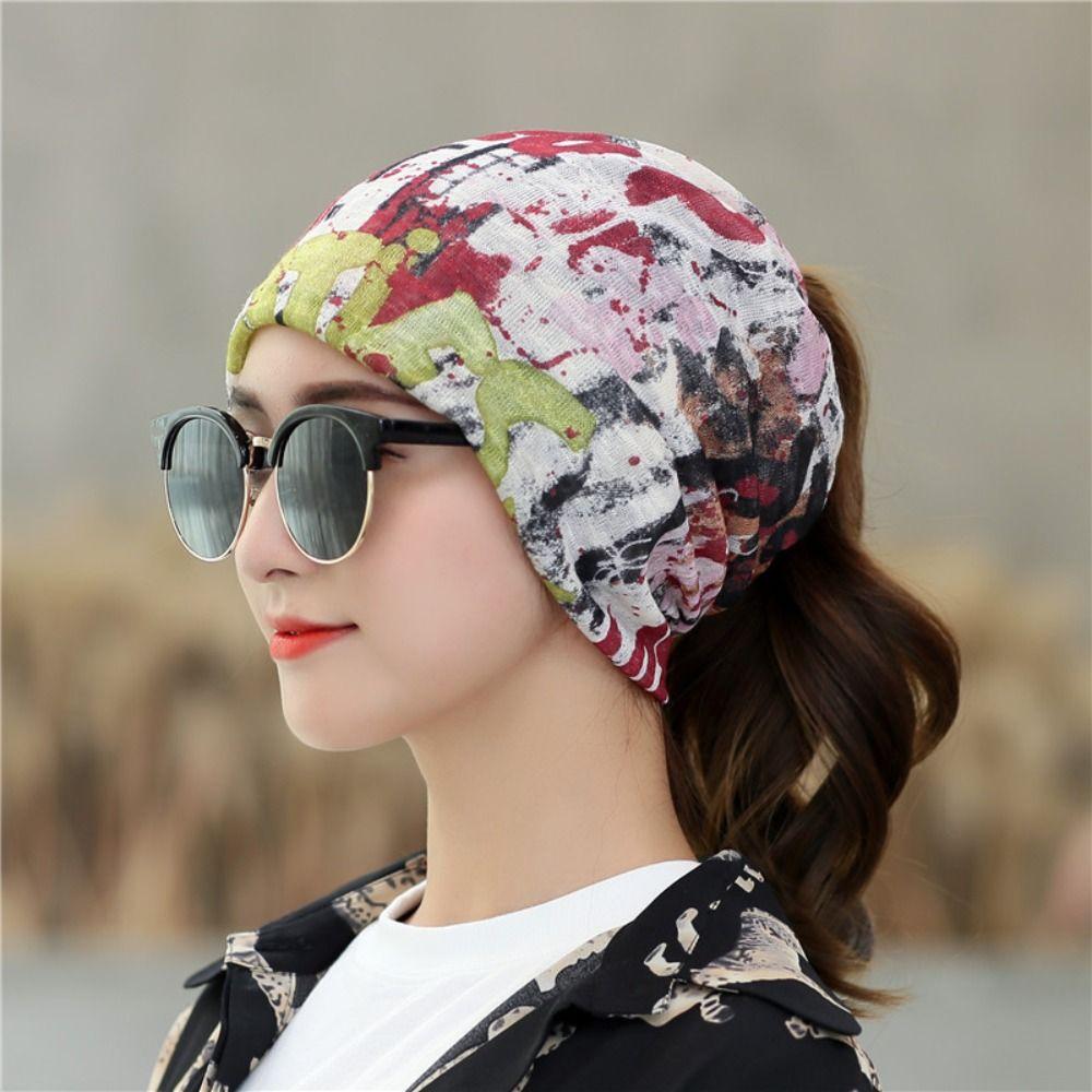 Breathable Thin Pullover Cap Head Wrap Slouchy Beanie Hat Casual Women Turban Hat