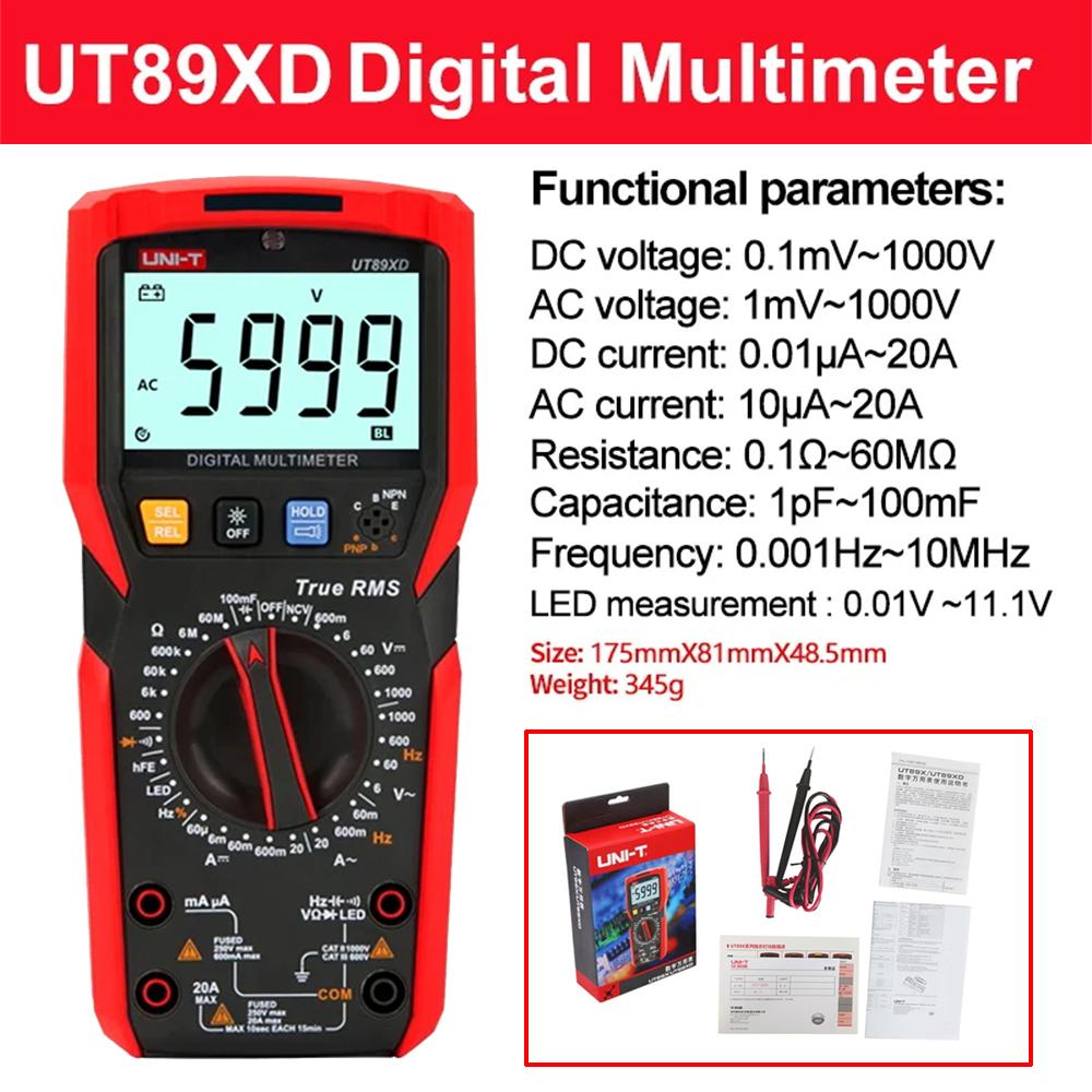 Профессиональный цифровой мультиметр UNI-T UT890C UT89X UT89XD UT105+ UT107+ UT61B+ UT61D+ UT61E+ Вольтметр Амперметр Электрический тестер