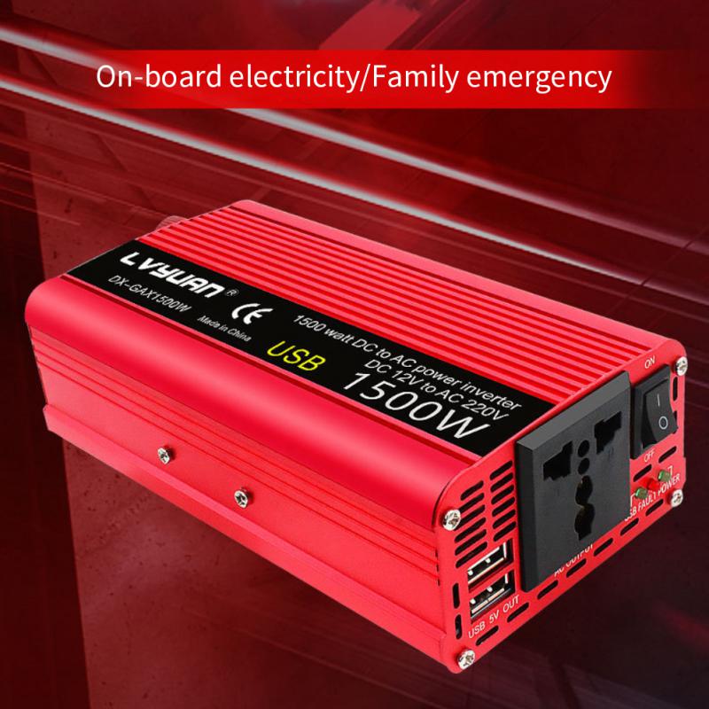Автомобильный инвертор 1500 Вт Мощность DC 12 В в 110 В/220 В 230 В Двойной USB зарядный адаптер преобразователь Solar Omvormer 12 Naar 220 Volt Европа