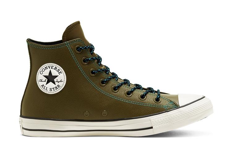 Men's Sneakers Converse Tumbled Leather Chuck Taylor All Star 'Green White'