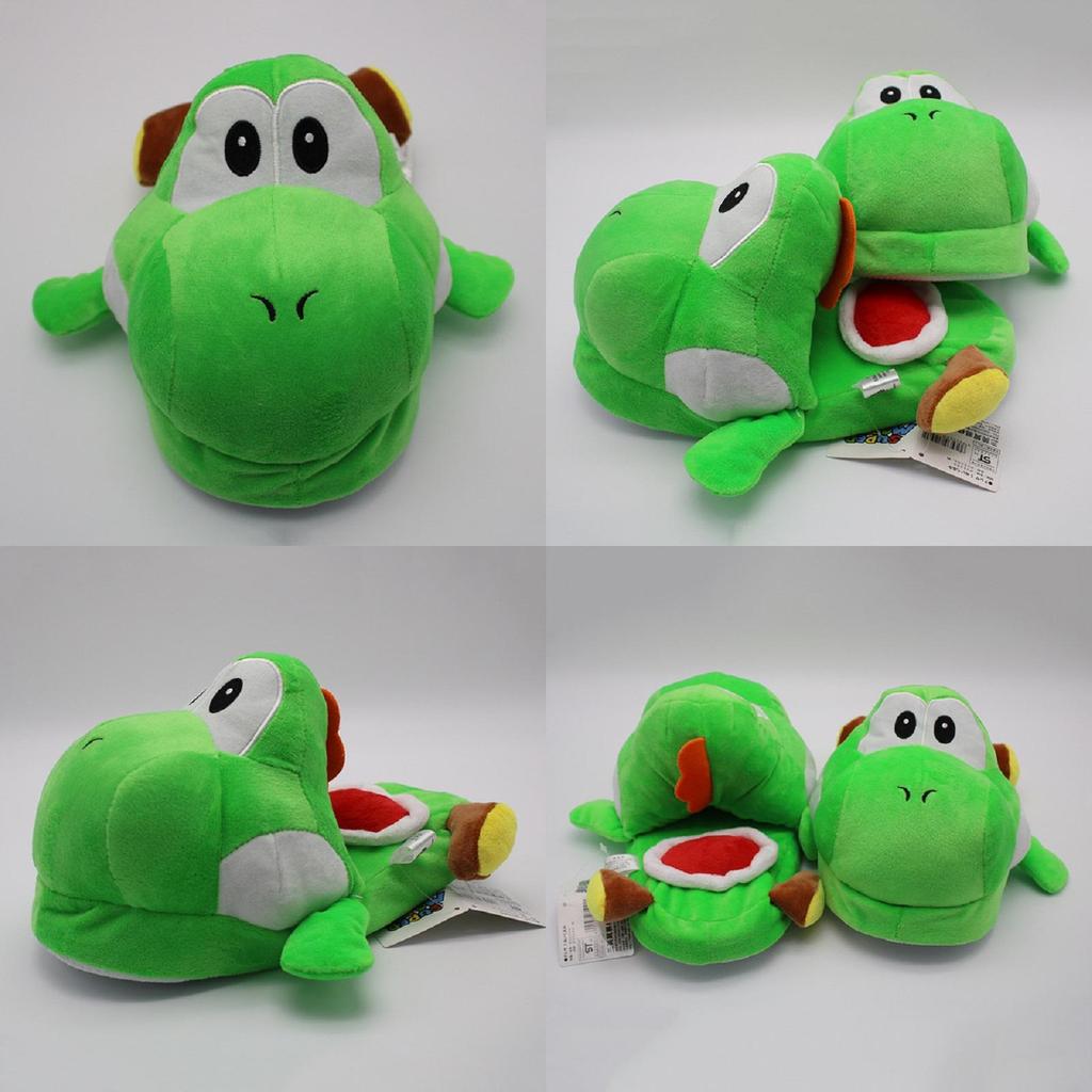 Cozy And Comfortable Nintendo Super Mario Brothers Yoshi Plush Slippers For Adults