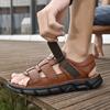 100% Cow Leather Sandals Outdoor Business Beach Shoes Men's Sandals Comfortable Soft Summer Casual Flats Shoes Men Size 38-48