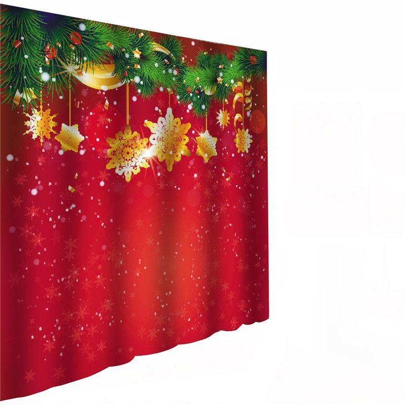 Festive Christmas Shower Curtain And Bathroom Mat Set With Waterproof Material