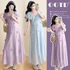 2026 Summer Korean Style Puff Sleeve Knee-Length Maternity Dress