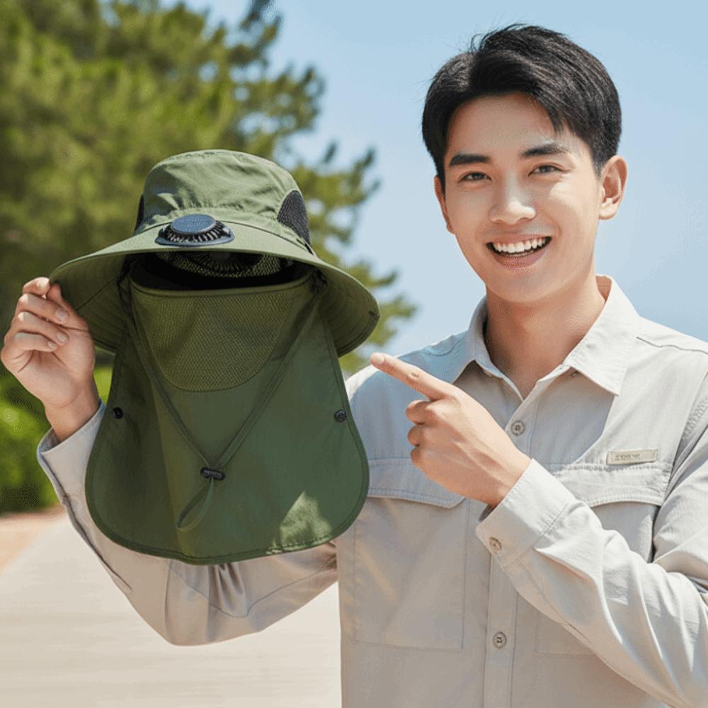 Long-lasting Fishing Sun Shading Cap Portable Wide Brim Fan Hat for 3.7V/300mAh Gardening