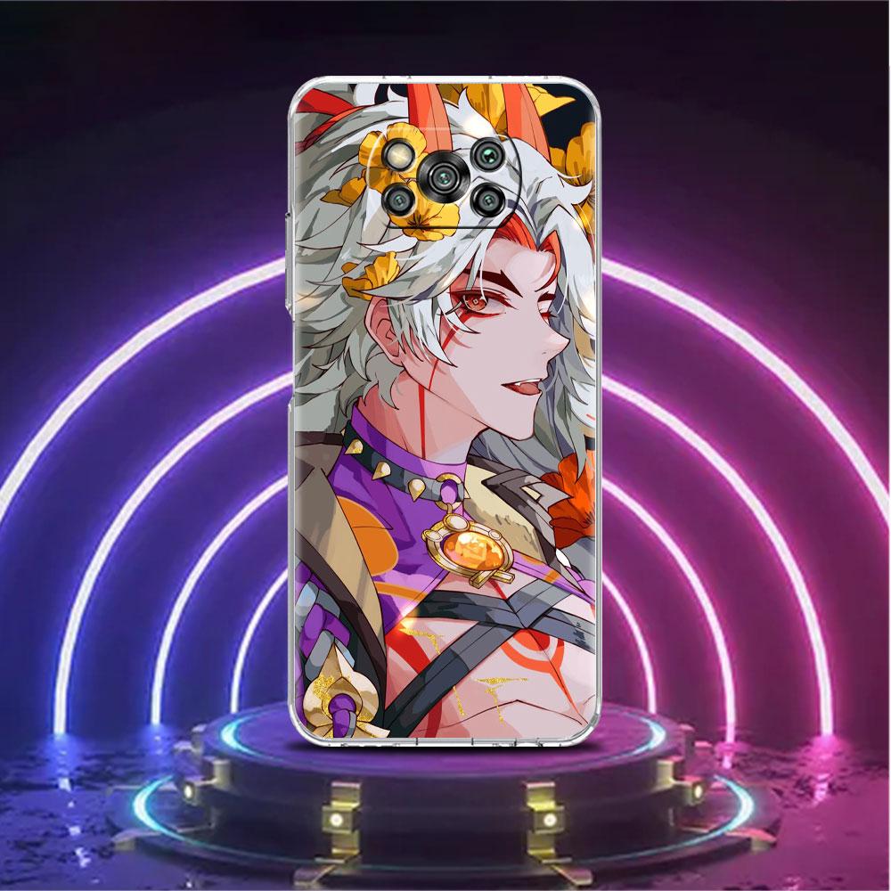 Прозрачный мягкий чехол для Xiaomi Mi Poco X3 NFC M3 F3 12 11 Lite 11T 10T X3 Pro Note 10 9T F1, чехол для телефона Genshin Impact Raiden