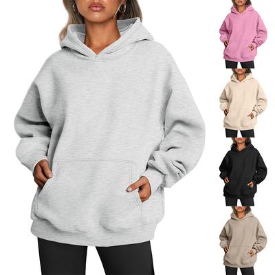 Женские толстовки больших размеров с длинным рукавом и круглым вырезом, однотонные толстовки, свободные пуловеры, наряды