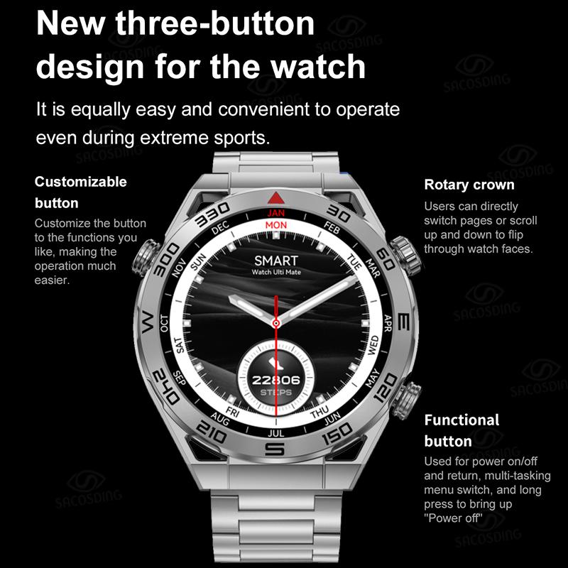 Бизнес Ultimate Smart Watch для мужчин Huawei Bluetooth Call Compass Nfc 100+ Sprots Smartwatch водонепроницаемые часы Ios